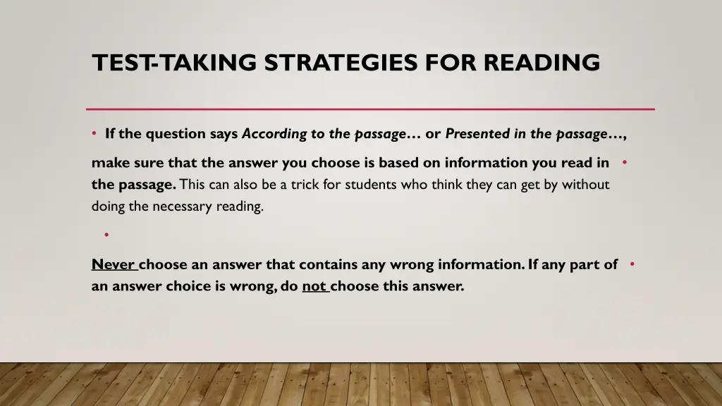 test taking strategies for reading 8