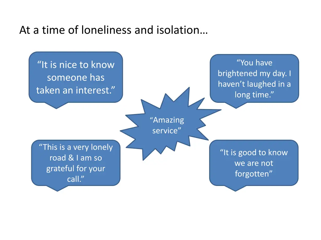 at a time of loneliness and isolation