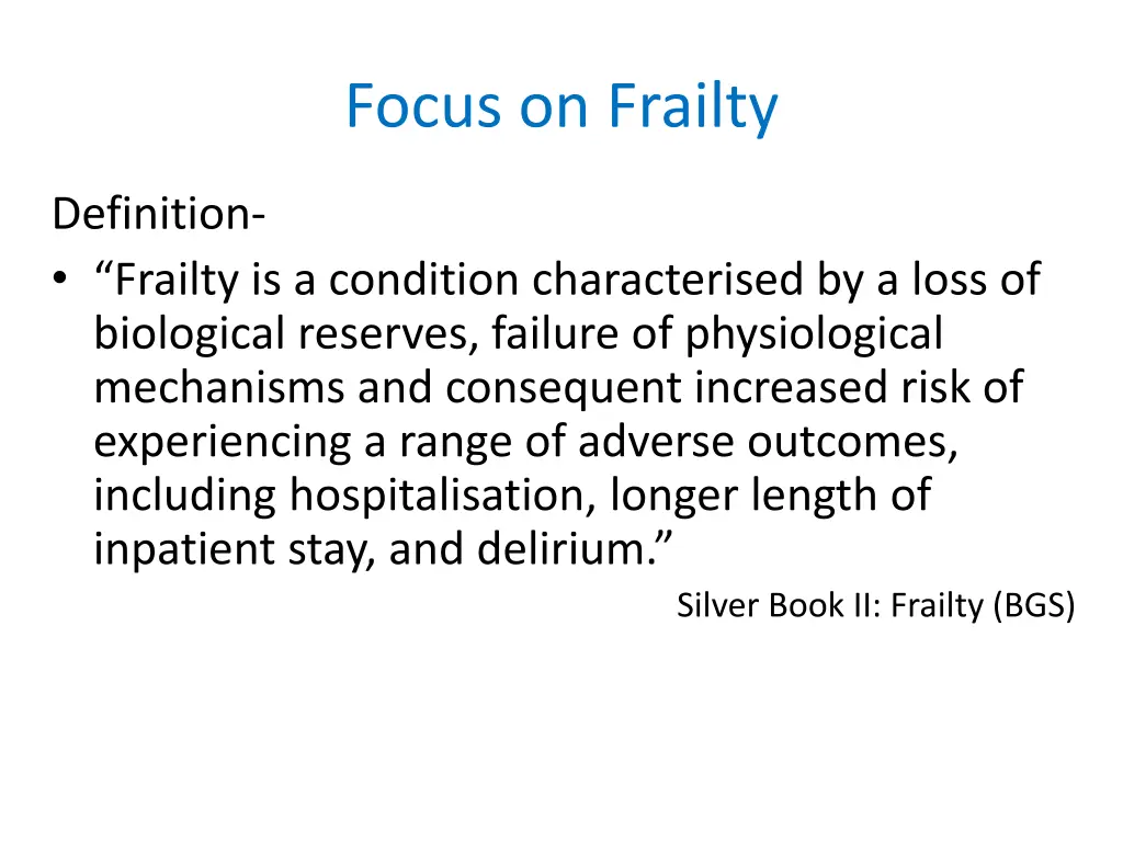 focus on frailty