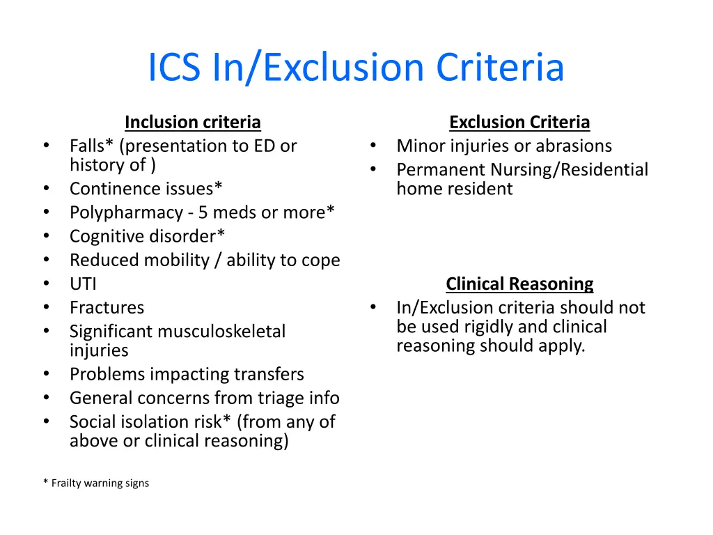 ics in exclusion criteria