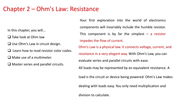 chapter 2 ohm s law resistance