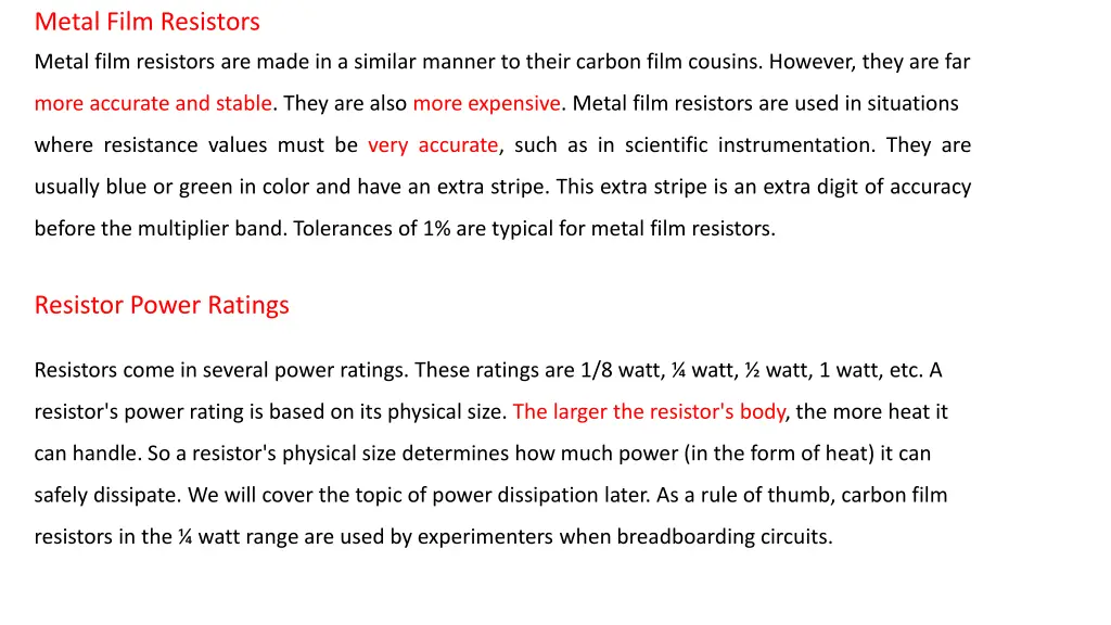 metal film resistors