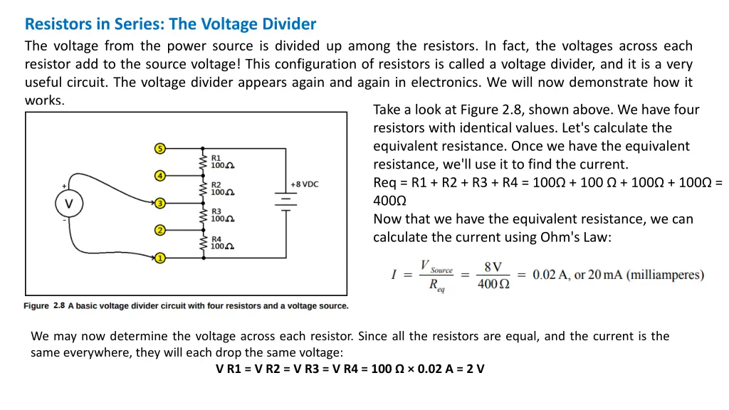 resistors in series the voltage divider