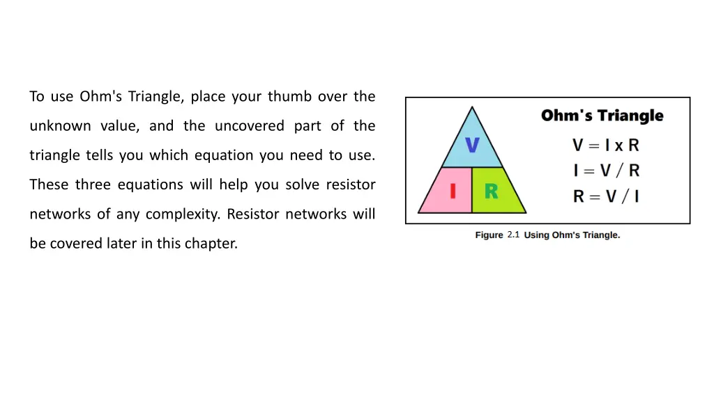 to use ohm s triangle place your thumb over the