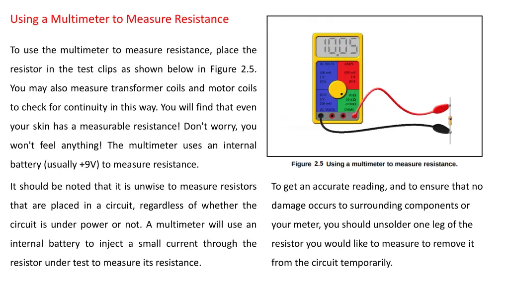 using a multimeter to measure resistance