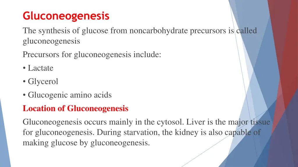 gluconeogenesis the synthesis of glucose from