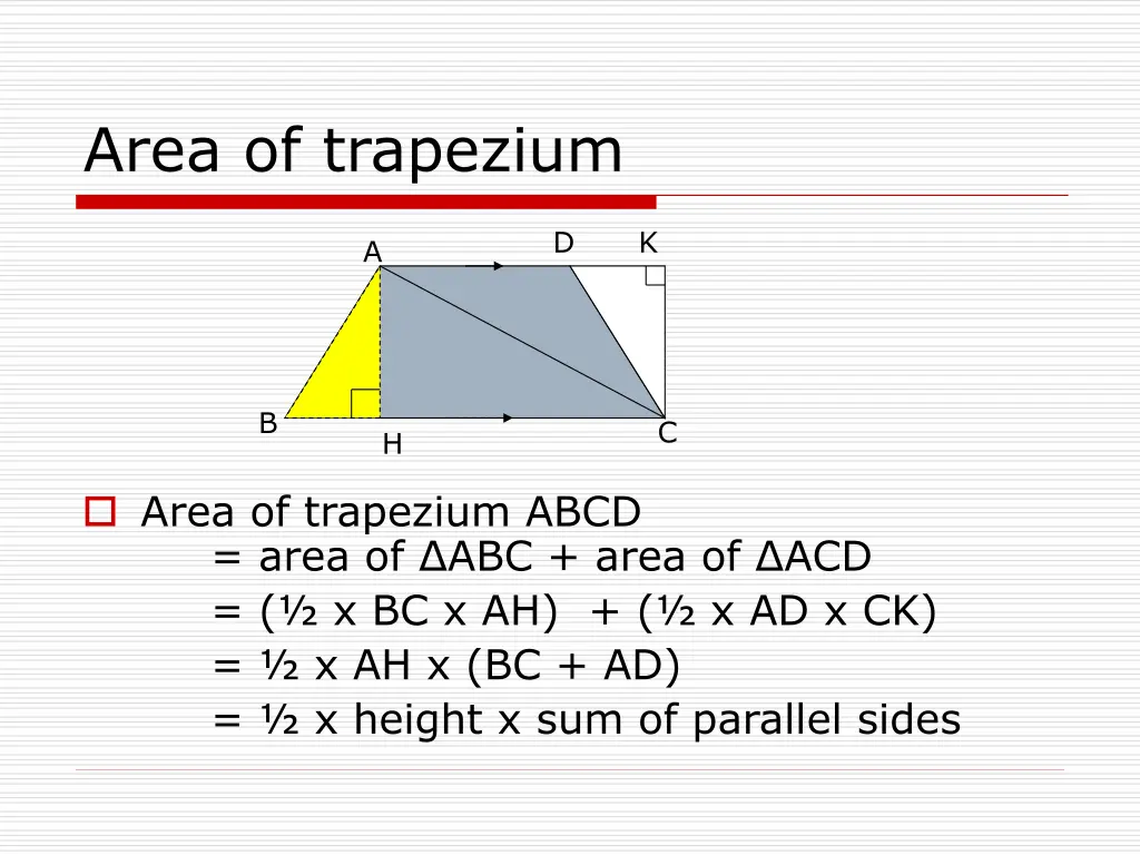 area of trapezium