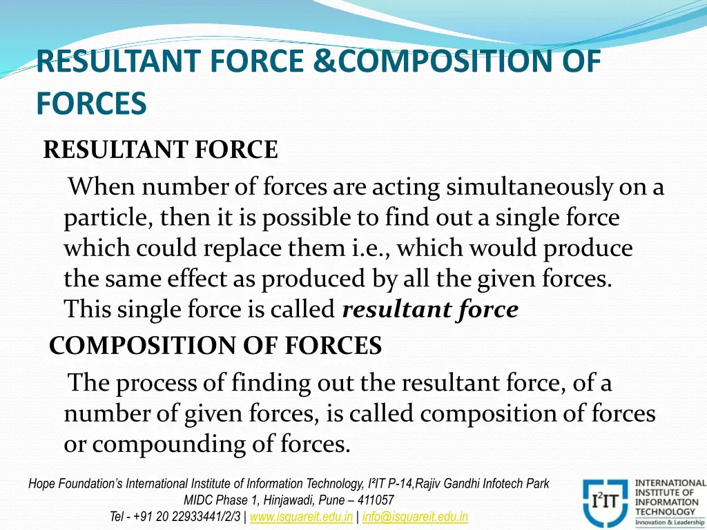 resultant force composition of forces