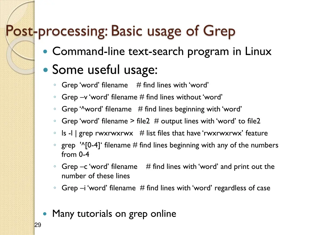 post processing basic usage of grep command line