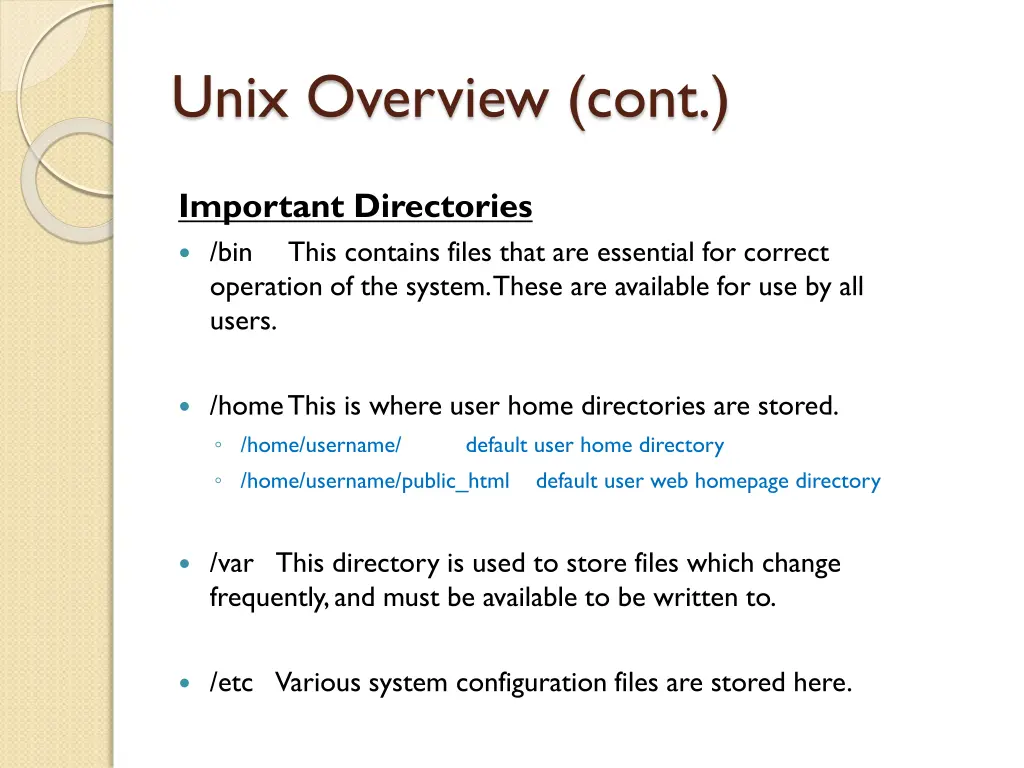 unix overview cont 2