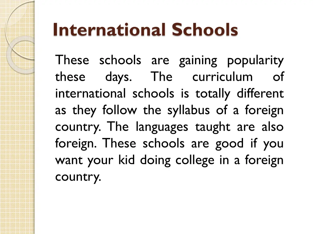 international schools