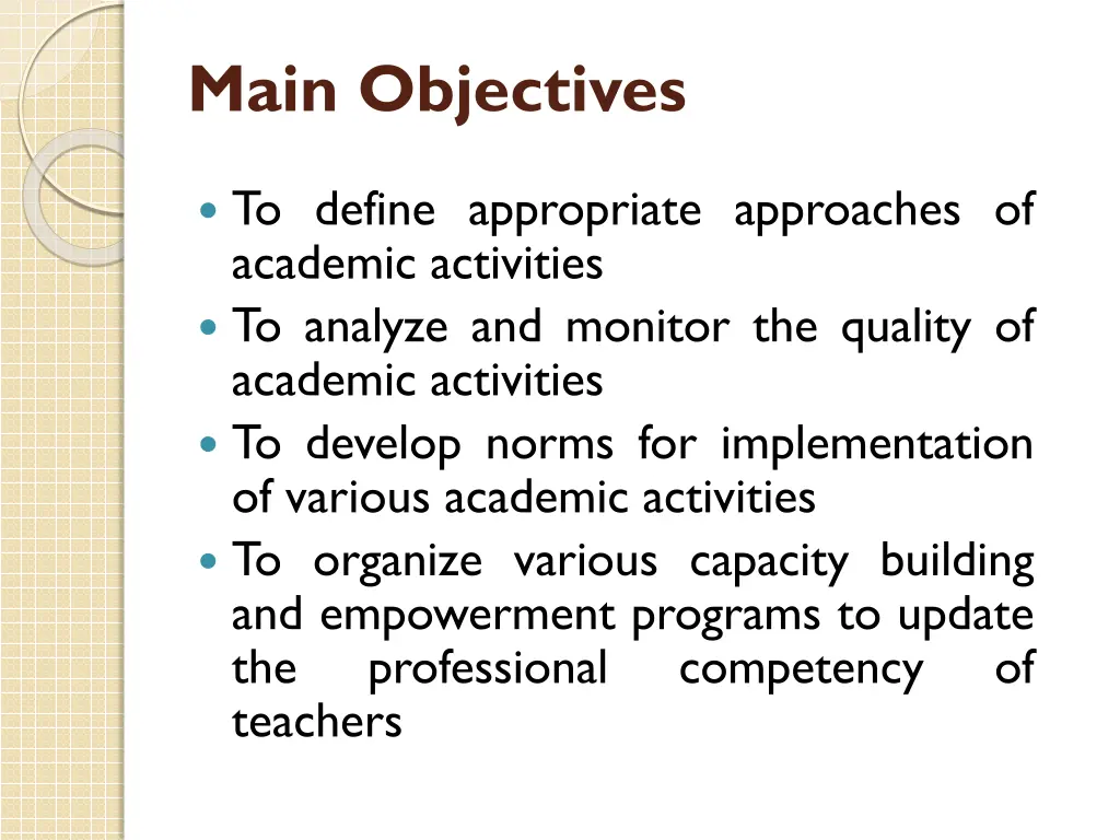 main objectives