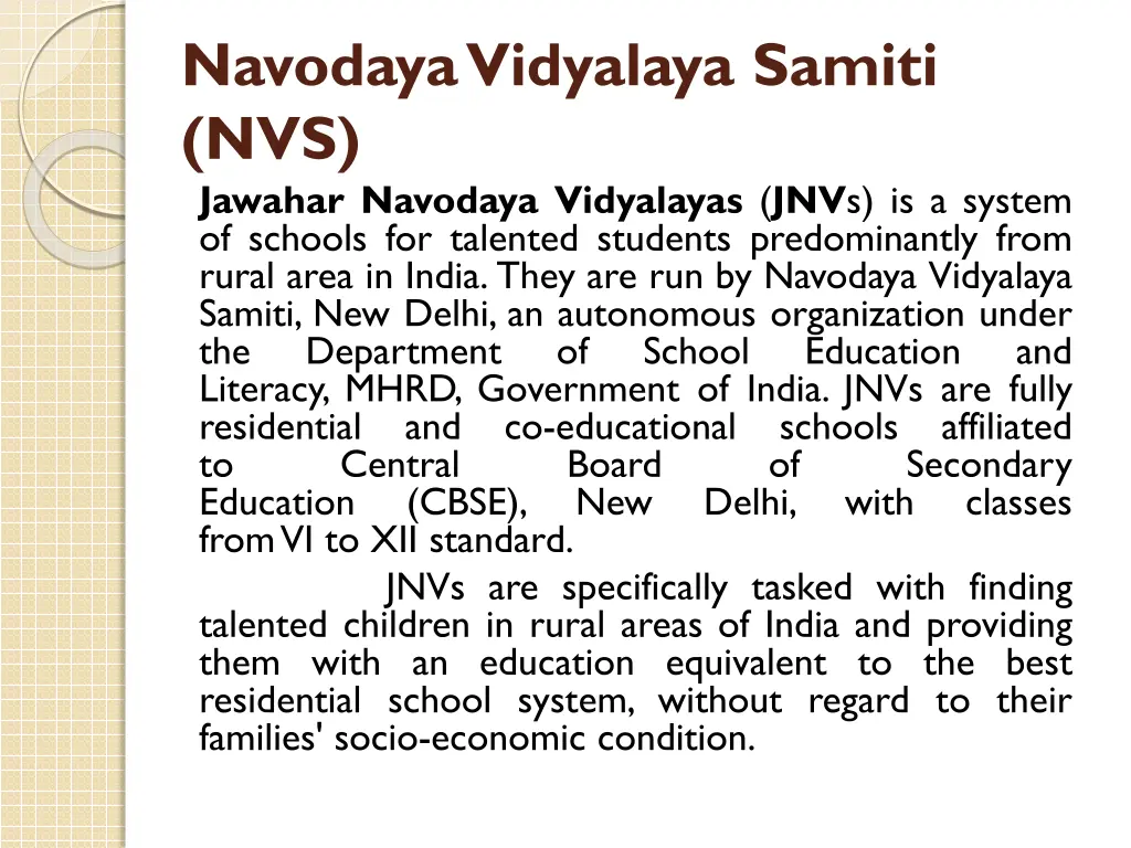 navodaya vidyalaya samiti nvs jawahar navodaya