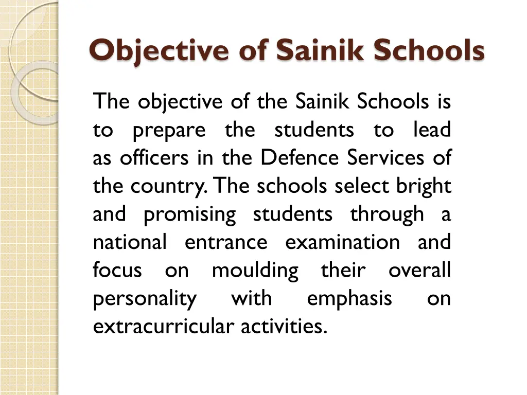 objective of sainik schools