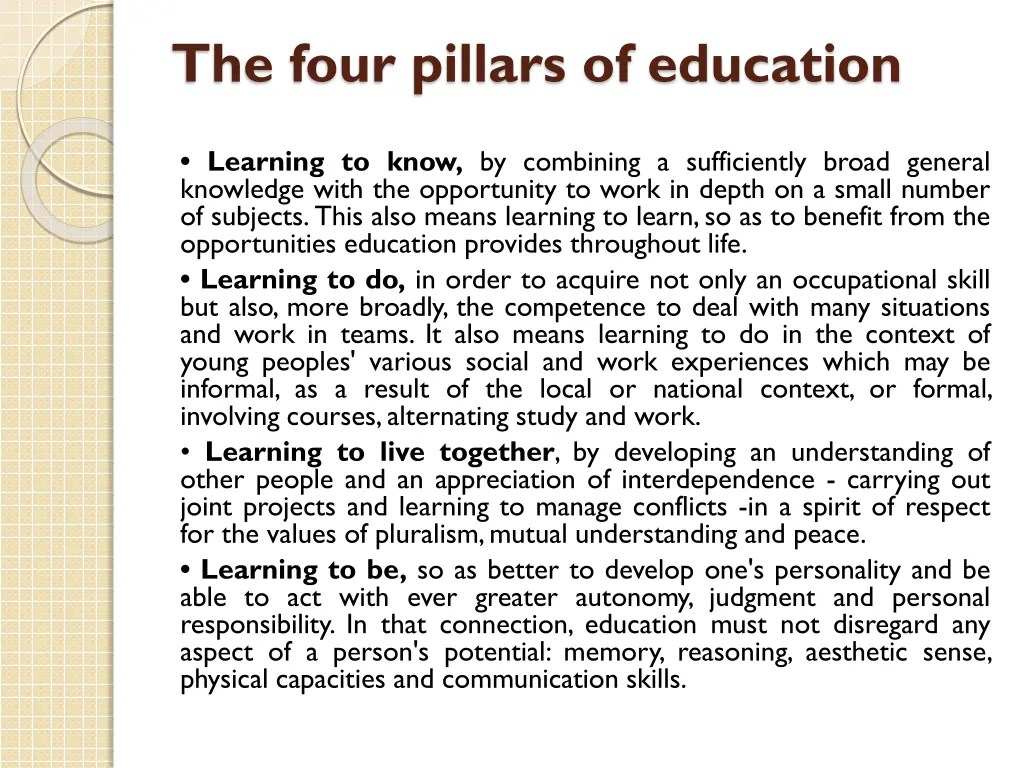 the four pillars of education