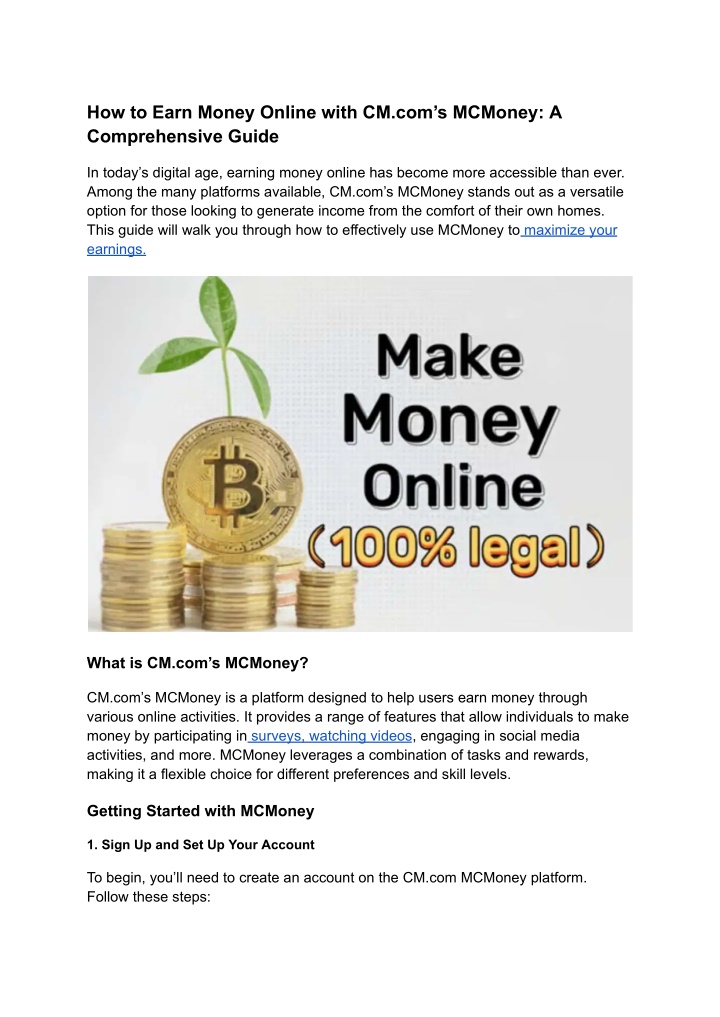 how to earn money online with cm com s mcmoney