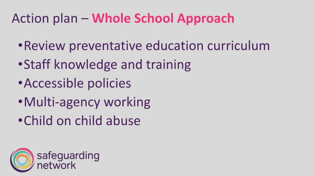 action plan whole school approach