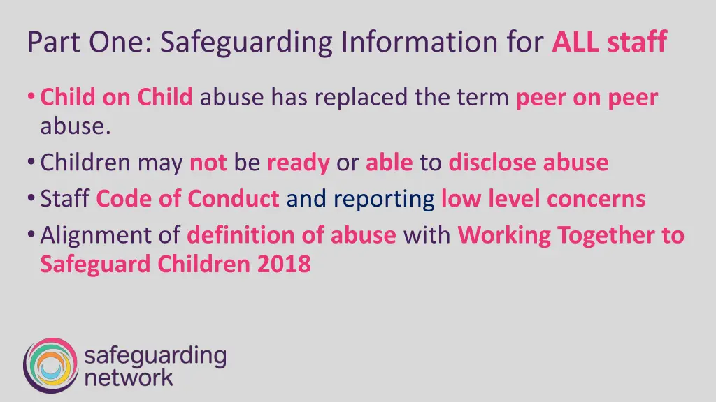 part one safeguarding information for all staff 1