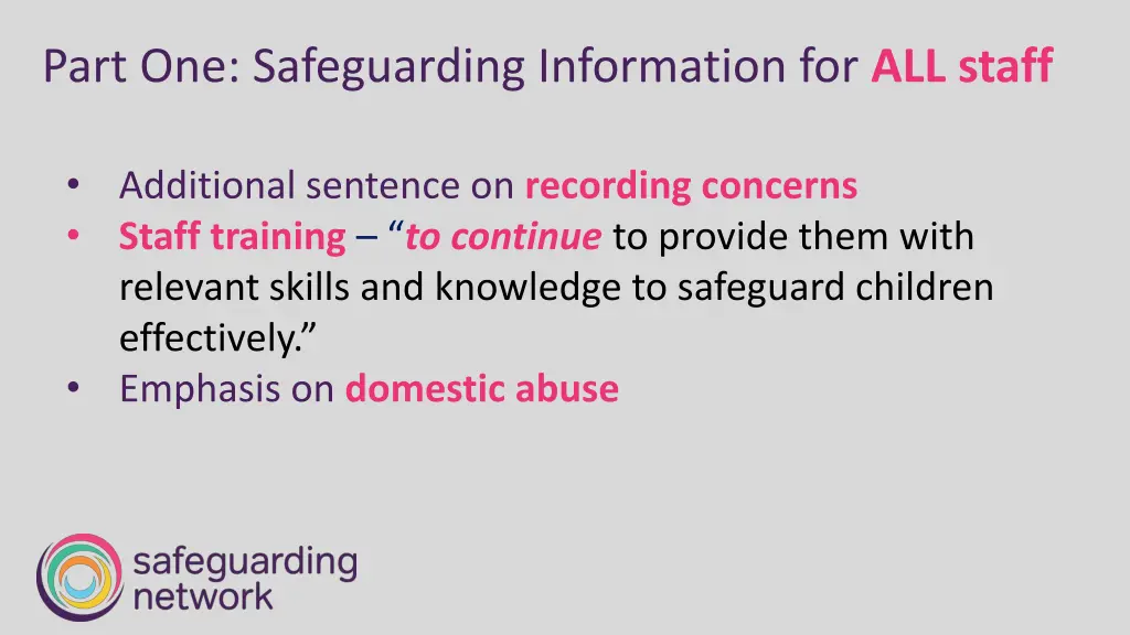 part one safeguarding information for all staff 2