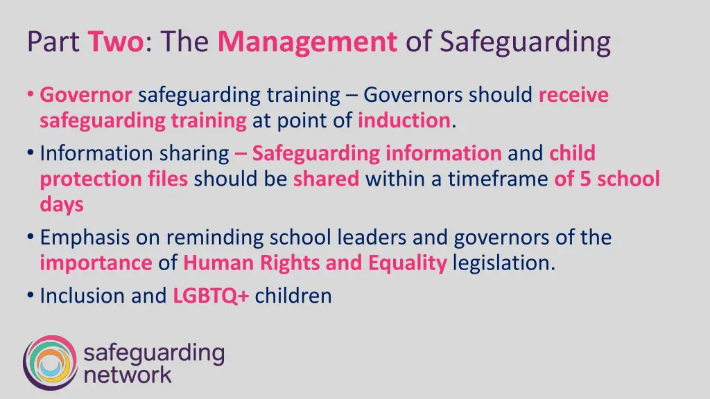 part two the management of safeguarding 1