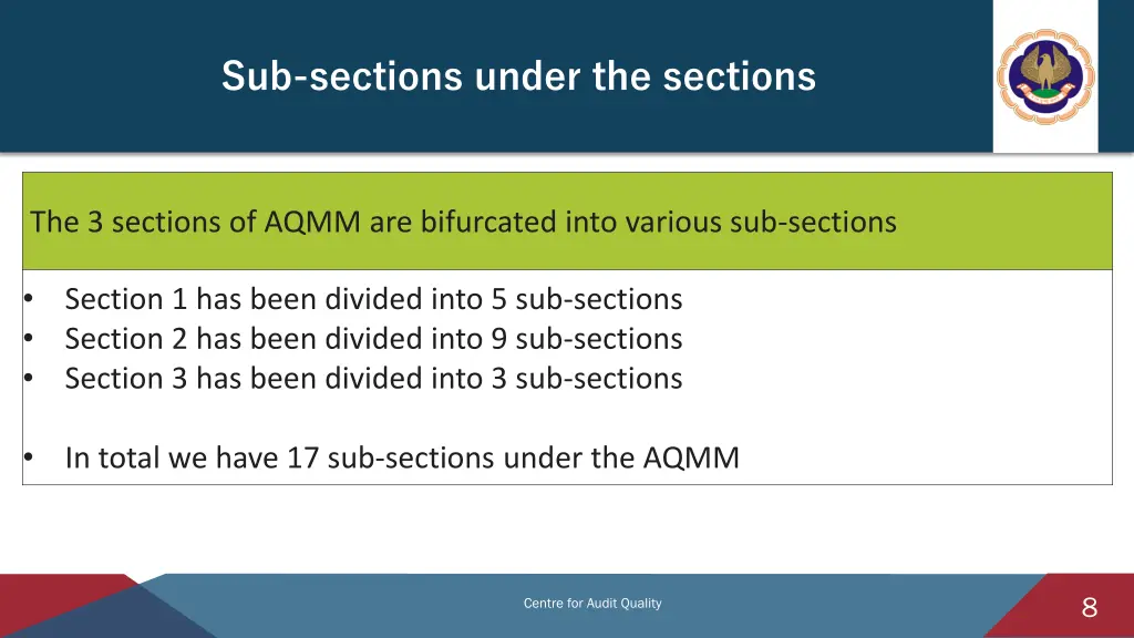 sub sections under the sections