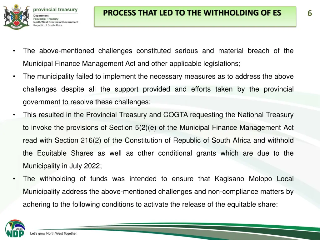 process that led to the withholding of es 1