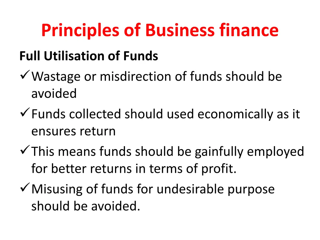 principles of business finance