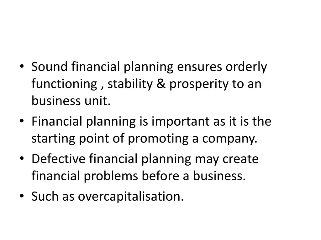 sound financial planning ensures orderly