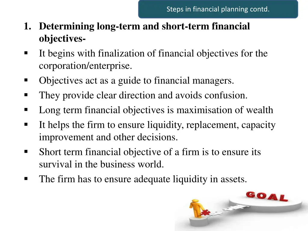 steps in financial planning contd