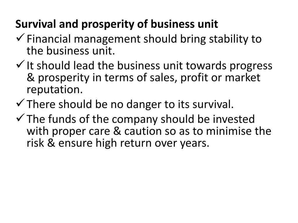 survival and prosperity of business unit