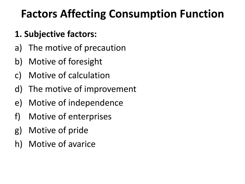 factors affecting consumption function