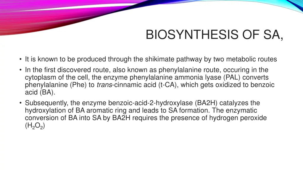 biosynthesis of sa