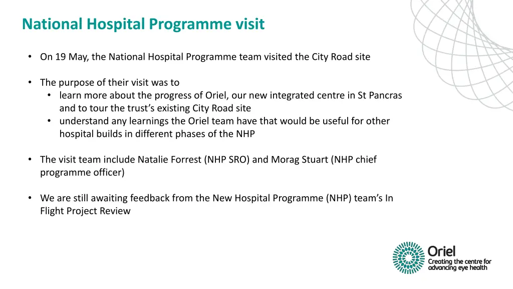 national hospital programme visit