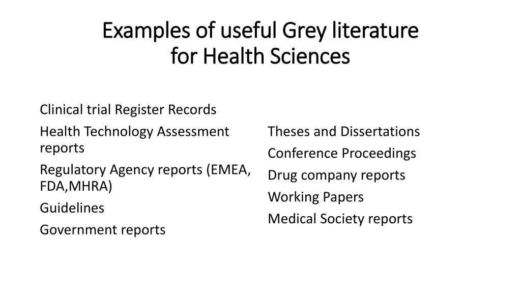 examples of useful grey literature examples