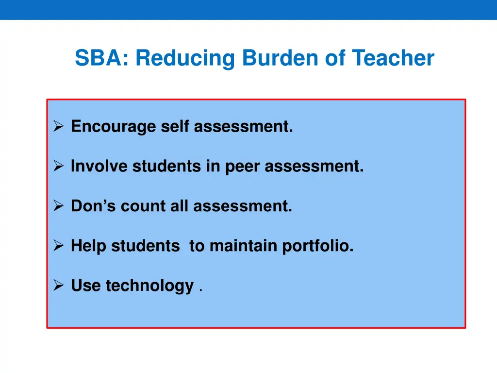 sba reducing burden of teacher