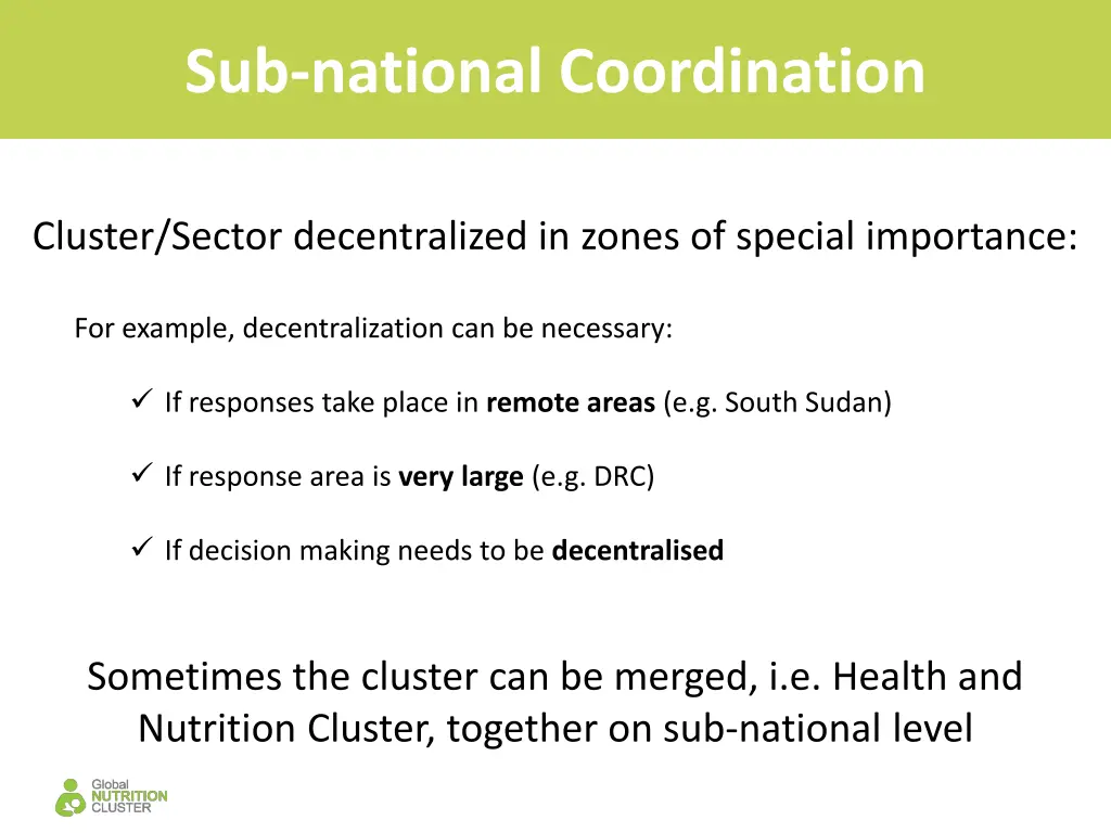 sub national coordination