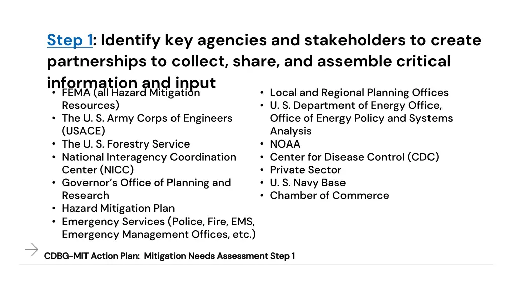 step 1 identify key agencies and stakeholders