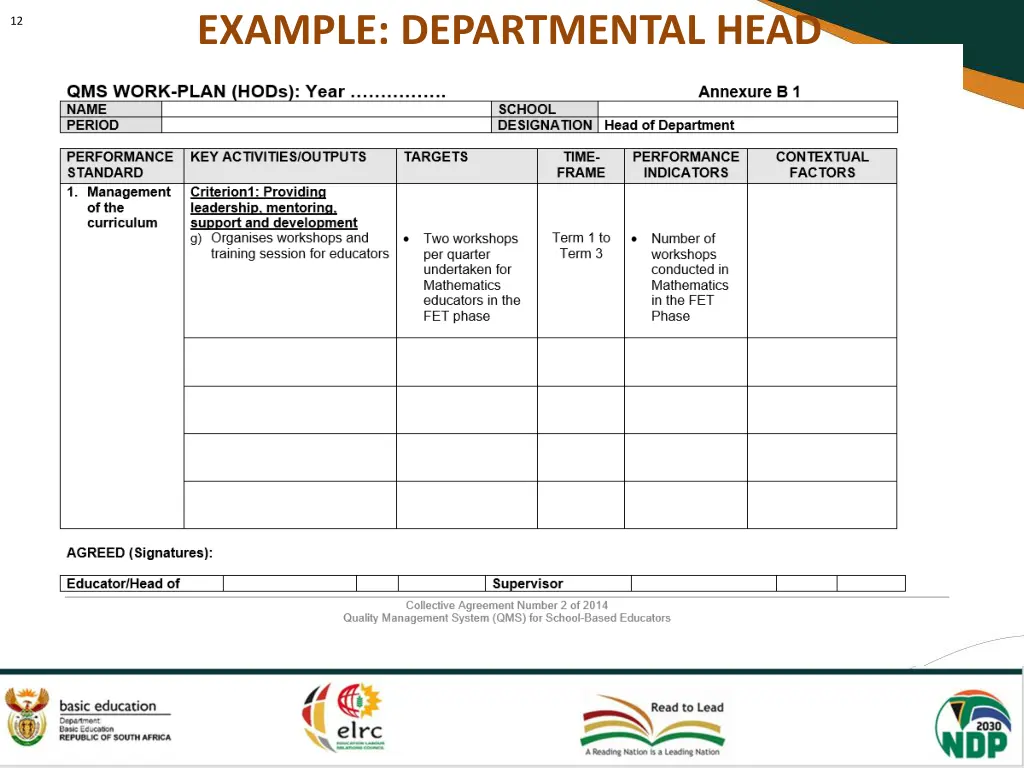 example departmental head