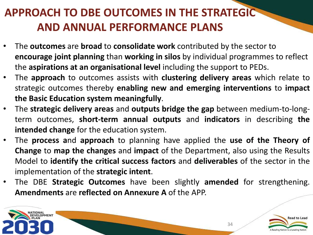 approach to dbe outcomes in the strategic