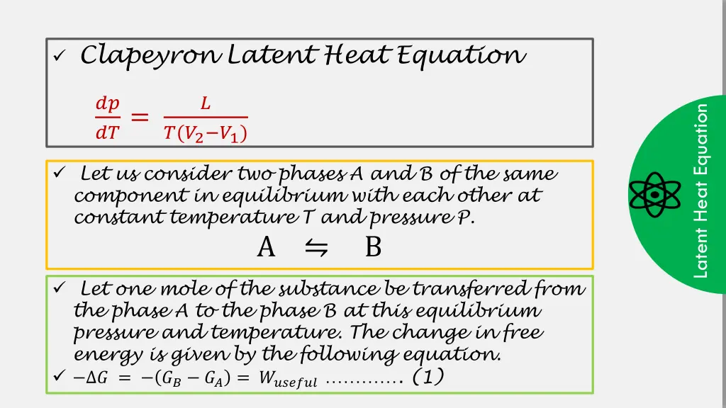 clapeyron latent heat equation