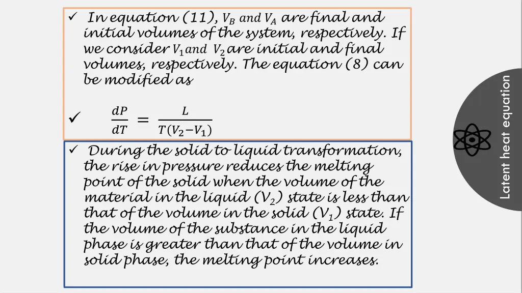 in equation 11 are final and initial volumes