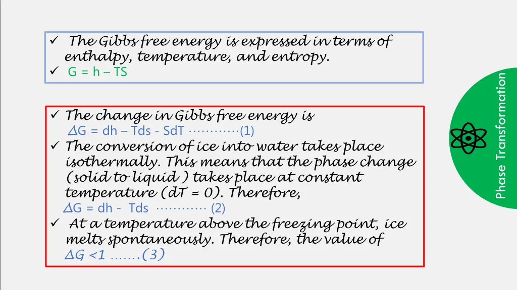 the gibbs free energy is expressed in terms