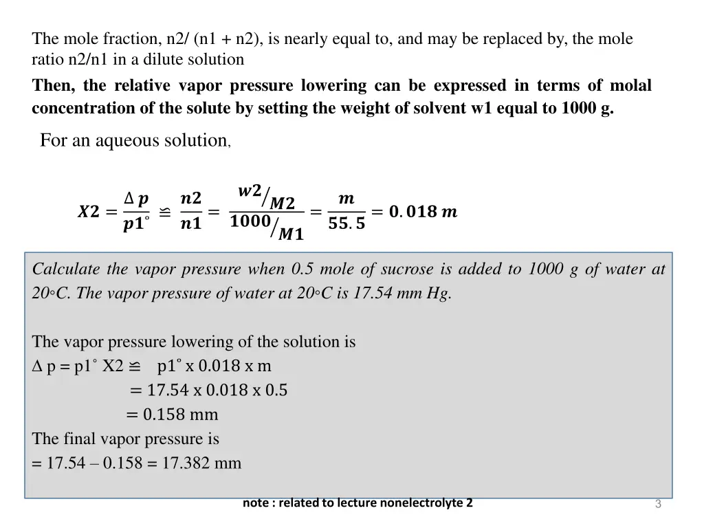 the mole fraction n2 n1 n2 is nearly equal