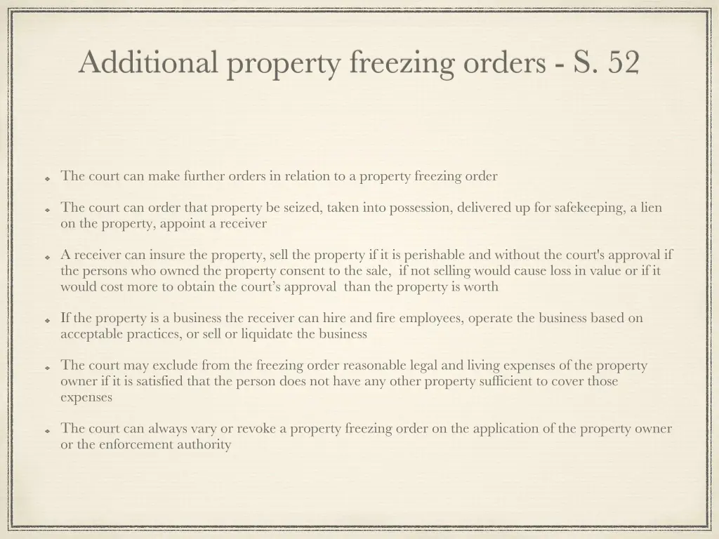 additional property freezing orders s 52