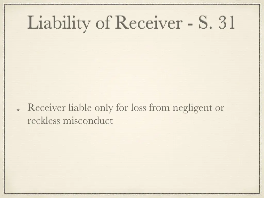 liability of receiver s 31