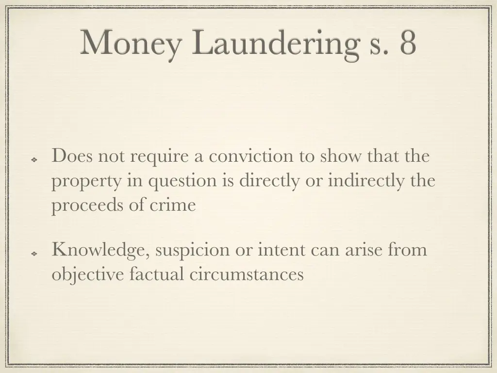 money laundering s 8