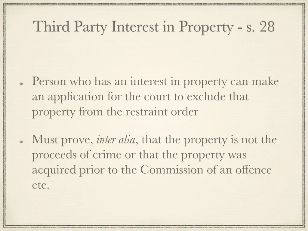 third party interest in property s 28