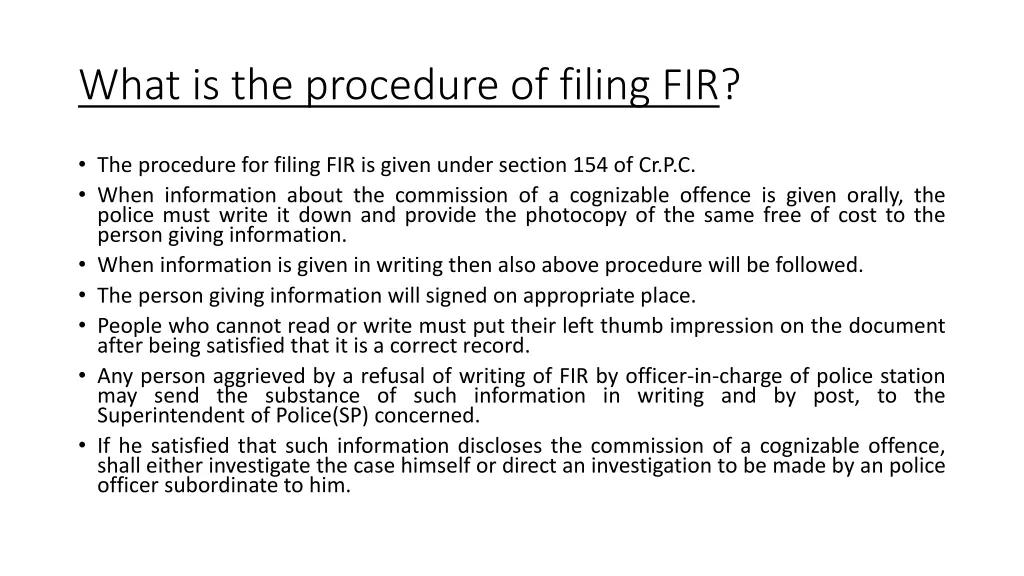 what is the procedure of filing fir