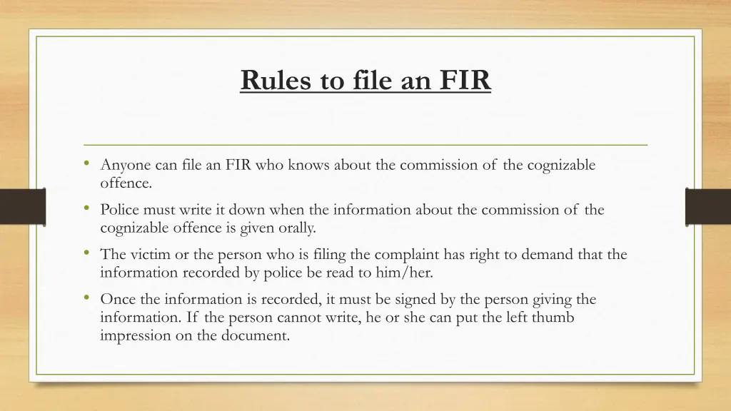 rules to file an fir