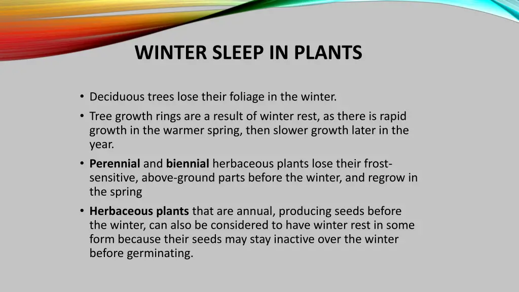 winter sleep in plants